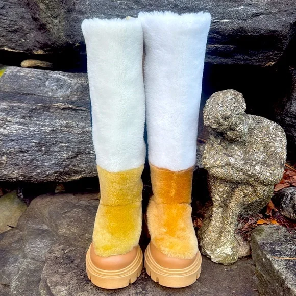 FREE PEOPLE REAL FUR TALL COLORBLOCK BOOTS - 37 EURO/ 7 US ๐๐ค๐คโ๏ธ - Picture 6 of 10